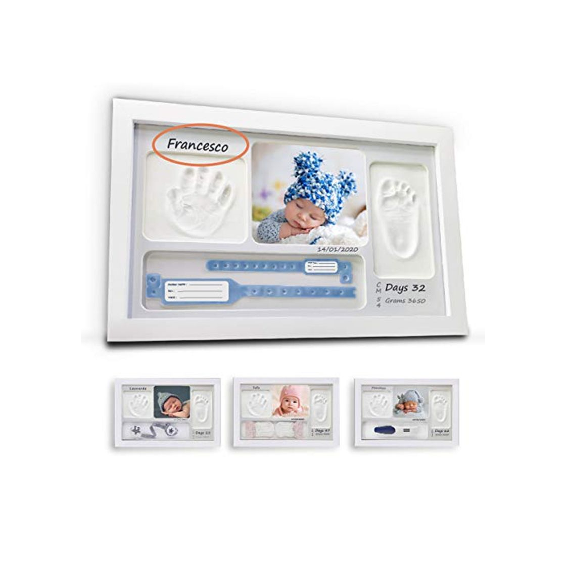 Social LALFOF® marco huellas bebe 7in1 Regalos originales para bebes recien nacidos con