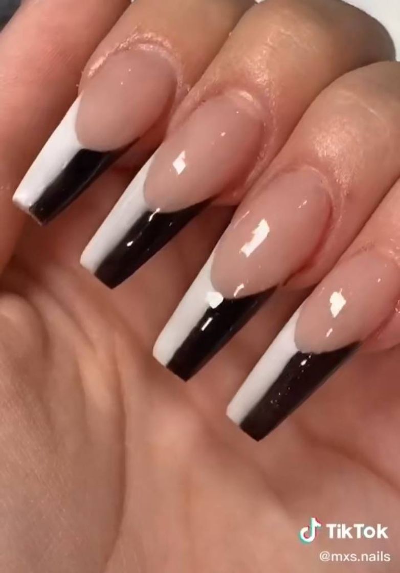 Fashion French tip blanco y negro