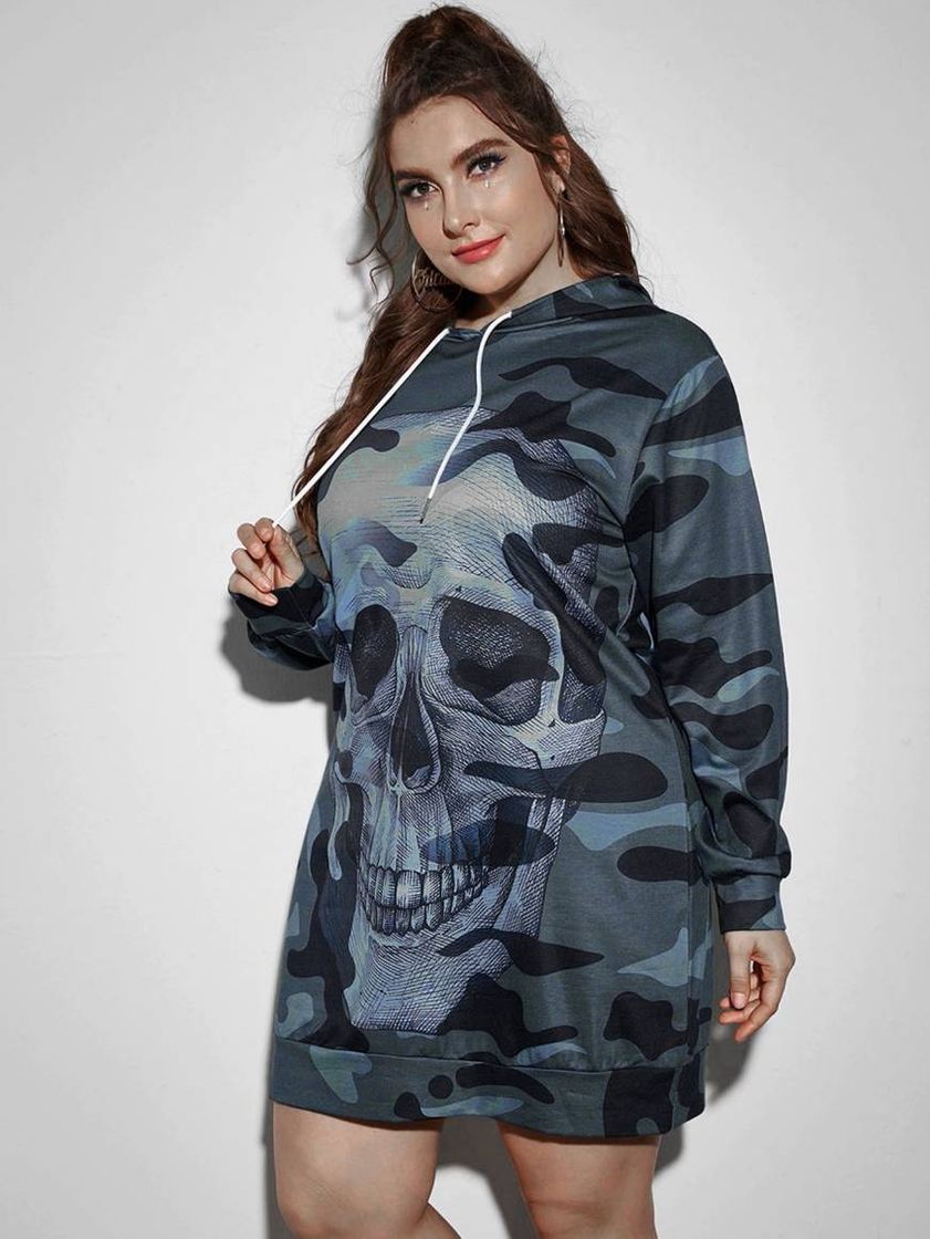 Fashion Sudadera larga de calavera 