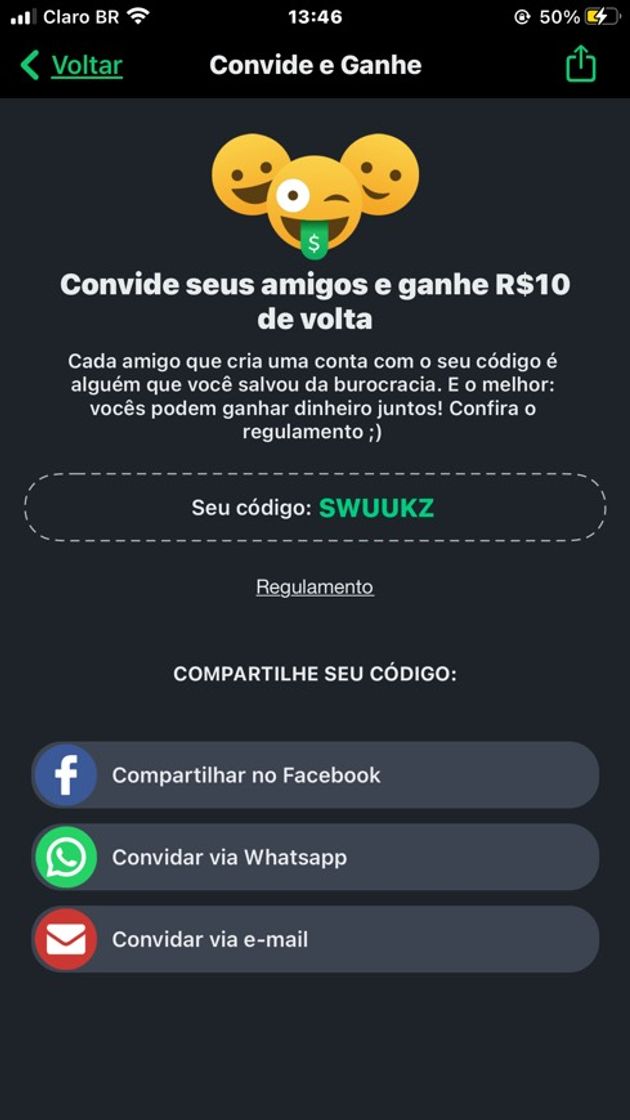 Moda meu código do picpay 