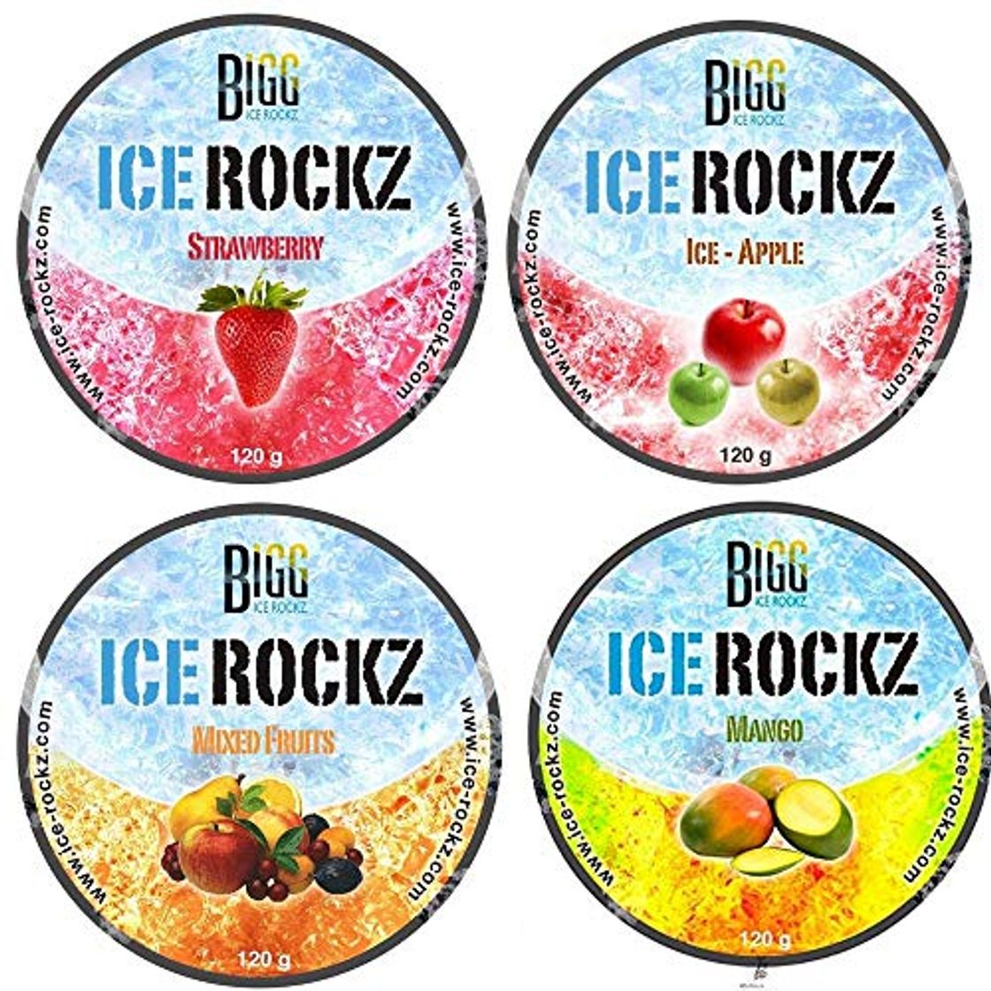 Producto PACK 4 Bigg Ice Rokz Piedras Para Sisha Fresa Manzana Mango Macedonia