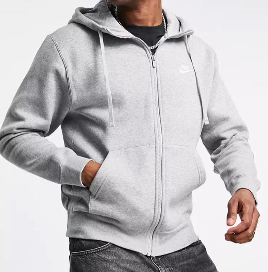 Fashion Sudadera gris con capucha y cremallera Club de Nike