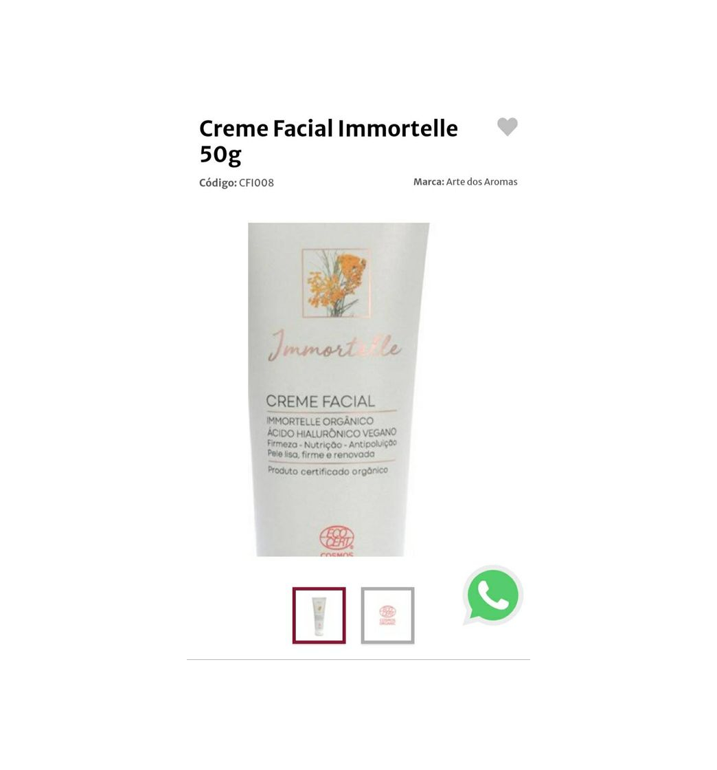 Products Creme facial vegano immortelle