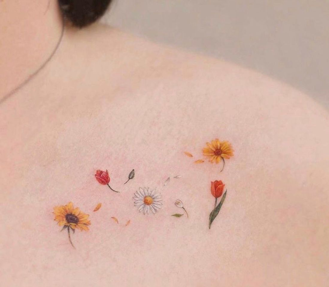 Fashion tatuagem de flores 