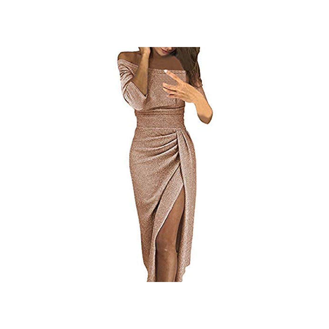 Social Damas Moda Bolso Cadera Cuello Abierto Vestido Brillante Vestido de Cristal Vestido de Noche Vestido de Noche Fiesta Fiesta sin Tirantes Sexy Elegante riou