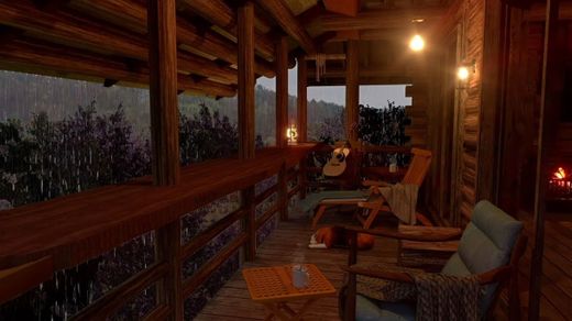 Cozy Cabin Porch with Heavy Rainstorm - YouTube