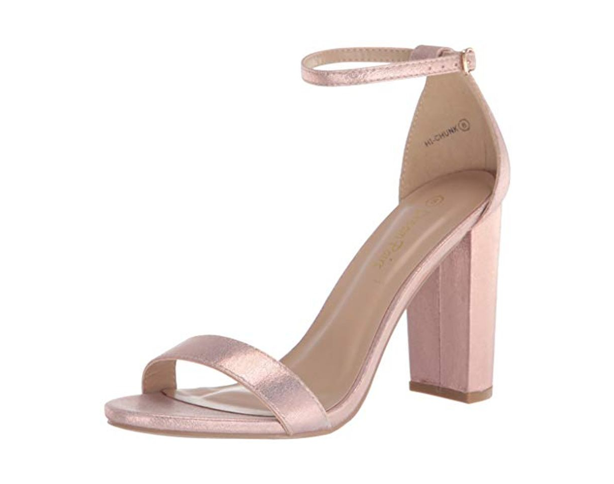 Social DREAM PAIRS Sandalias de tacón alto para mujer, Dorado