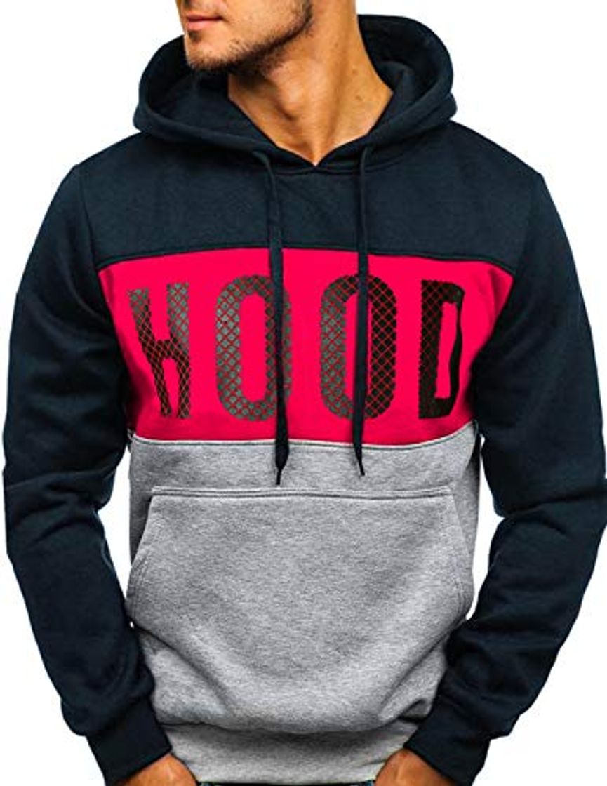 Social GHYUGR Sudadera con Capucha Hombre Contraste con Bolsillo Otoño Invierno Estampado Deporte