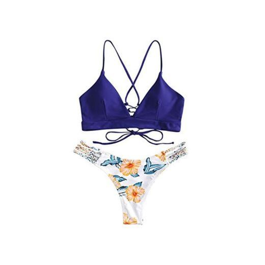 ZAFUL - Bikini trenzado acolchado para mujer