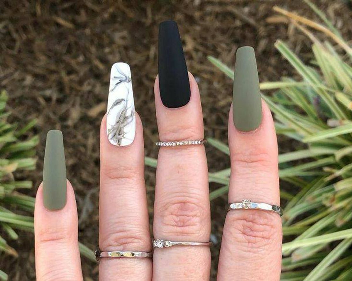 Moda Unhas exército verde 