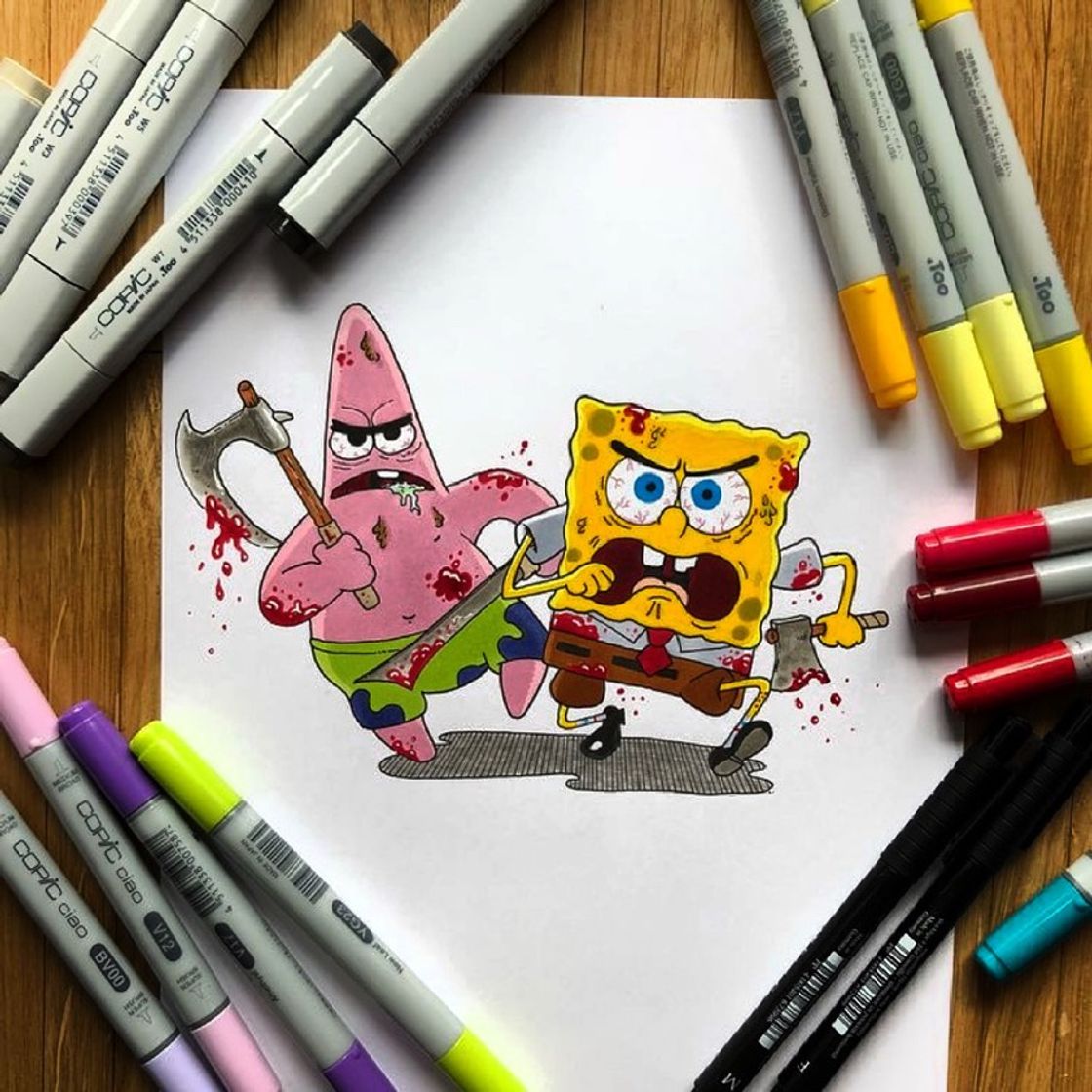 Moda Desenho Colorido Bob Esponja 