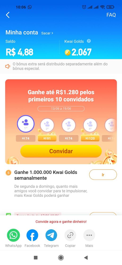 Moda Usem o meu código no Kwai e convide amigos para ganhar 1200 