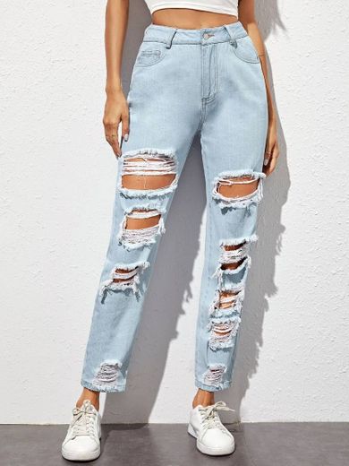 Calça rasgada jeans 