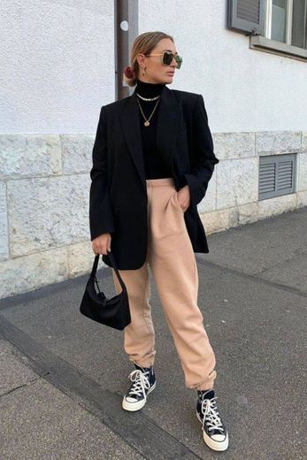 calça moletom com blazer 