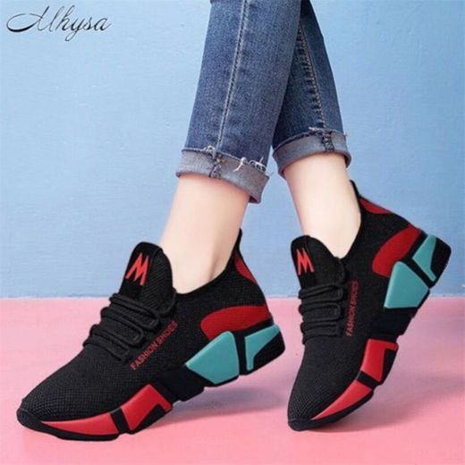 2020  Women New Casual Shoes Breathable Mesh Platform Sneakers Women Tenis Feminino Lace Up