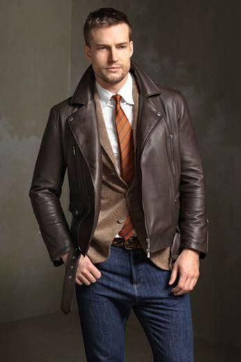 Buy and buy at Brandon Men's Leather Coat Suit Autumn