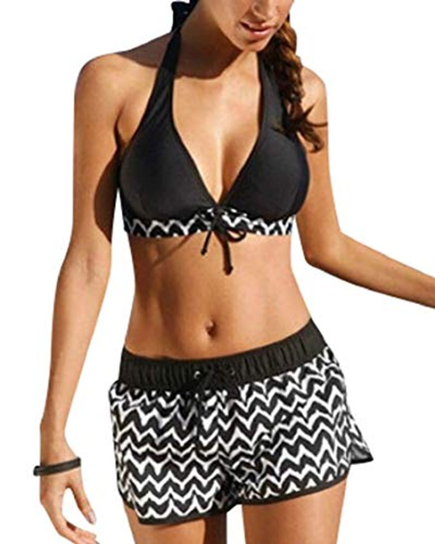 Fashion heekpek Bañador Mujer Conjuntos De Bikini Rayas Irregulares Bañador Dos Piezas Bikini Push Up Sexy Trajes de Baño Ajustable