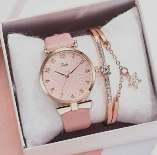 Watch with pink strap