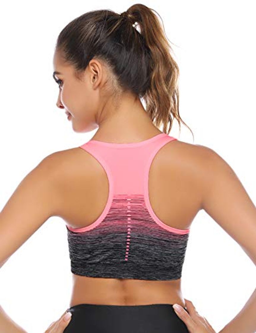 Social Sykooria Sujetador de Entrenamiento para Mujer Sujetador Deportivo Acolchado Deportivo de Alto Impacto sin Tirantes con Espalda Descubierta Crop Top para Gimnasio Yoga Running