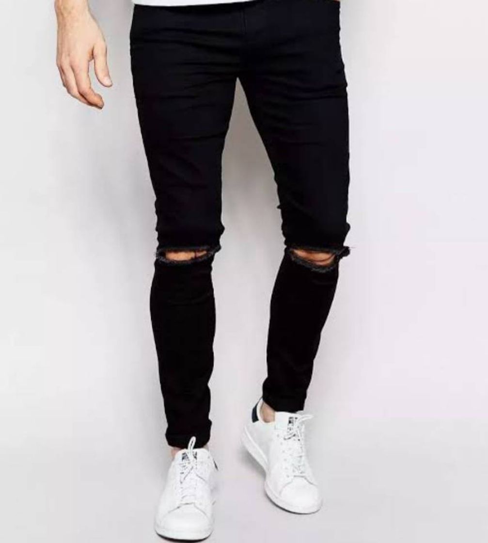 Fashion Calça Jeans Offert Rasgada Skinny Com Lycra Masculina - Preto ...