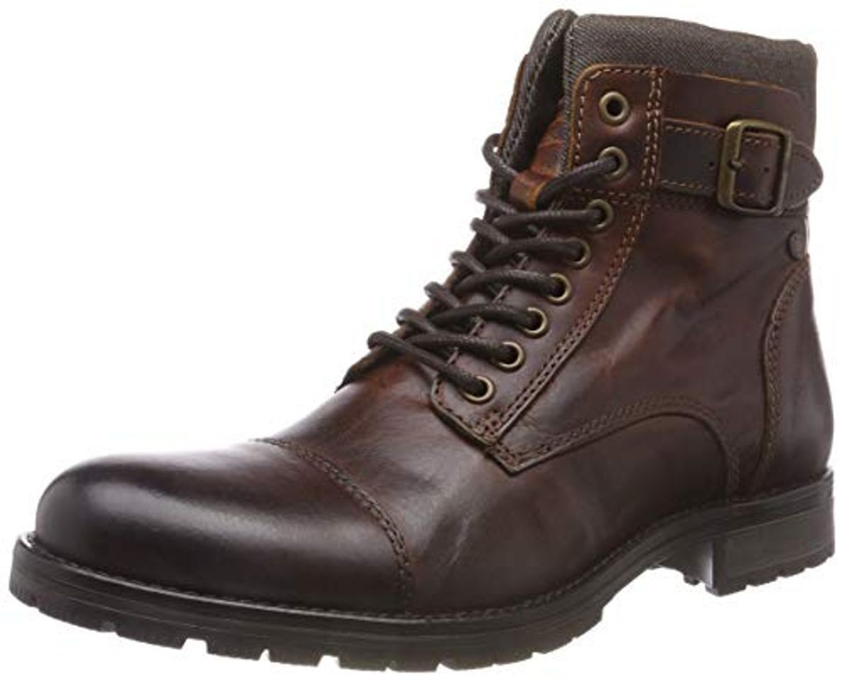 Social JACK & JONES Jfwalbany Leather STS, Botas Estilo Motero para Hombre, Marrón