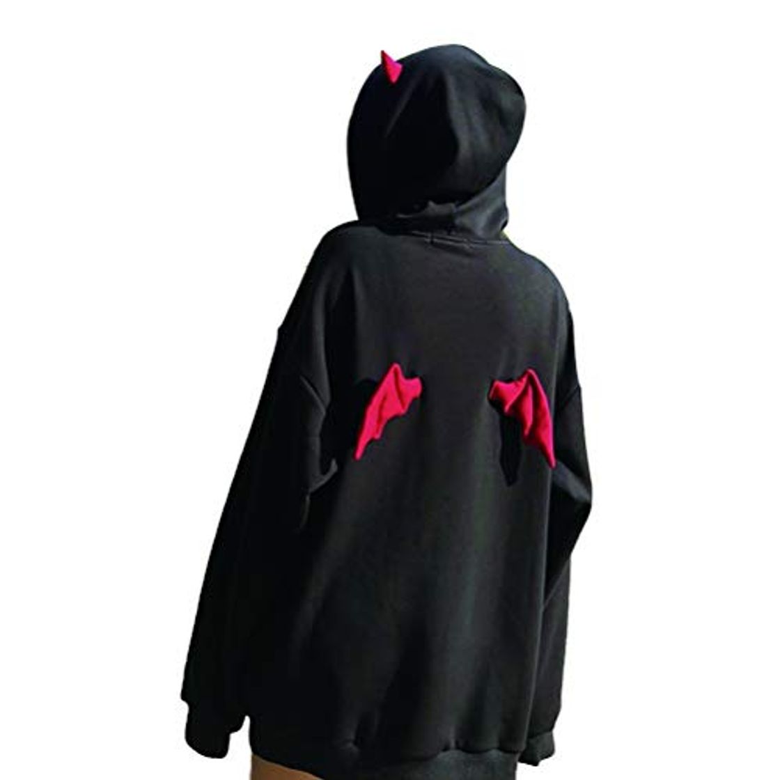 Fashion Sudadera con Capucha del ala del Diablo de Las Mujeres Sudaderas con Capucha Sueltas Ocasionales de Manga Larga Tops