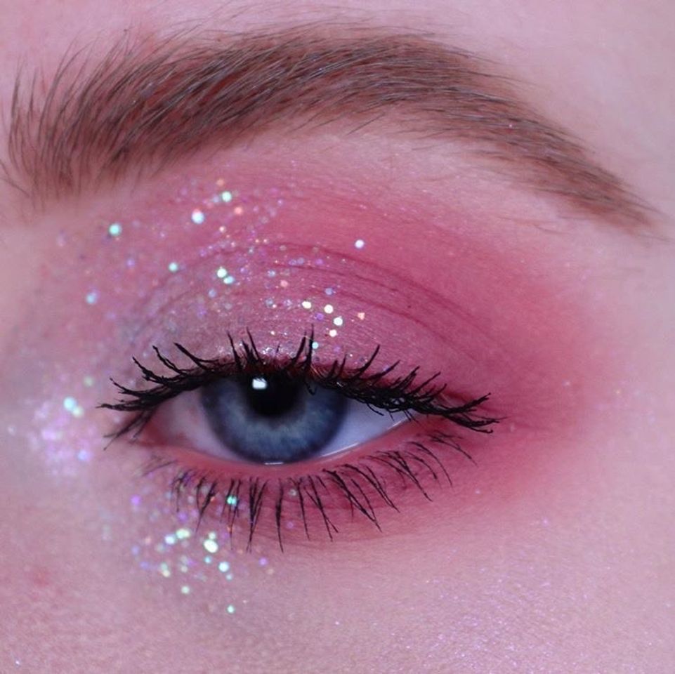 Fashion olho esfumado rosa com glitter