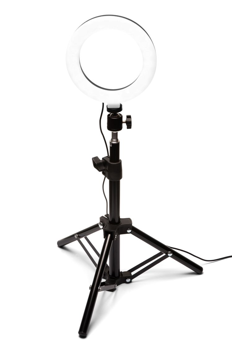 Moda Ring Light Tripé Iluminador Led Portátil 26cm + Tripé 210cm