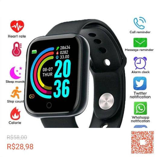 Y68 D20 Relógio Smart Watch com Bluetooth USB com monitor