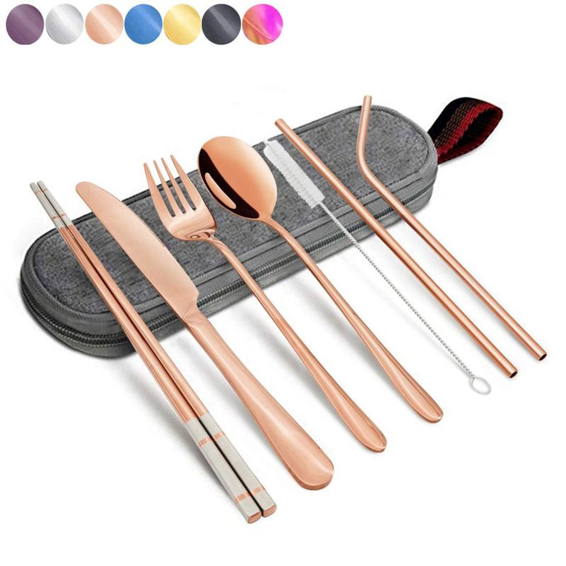 Social Reusable cutlery set rose gold