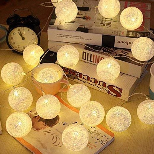 ELINKUME® LED Bolas de algodón luces de hadas, 20 LEDs 4M