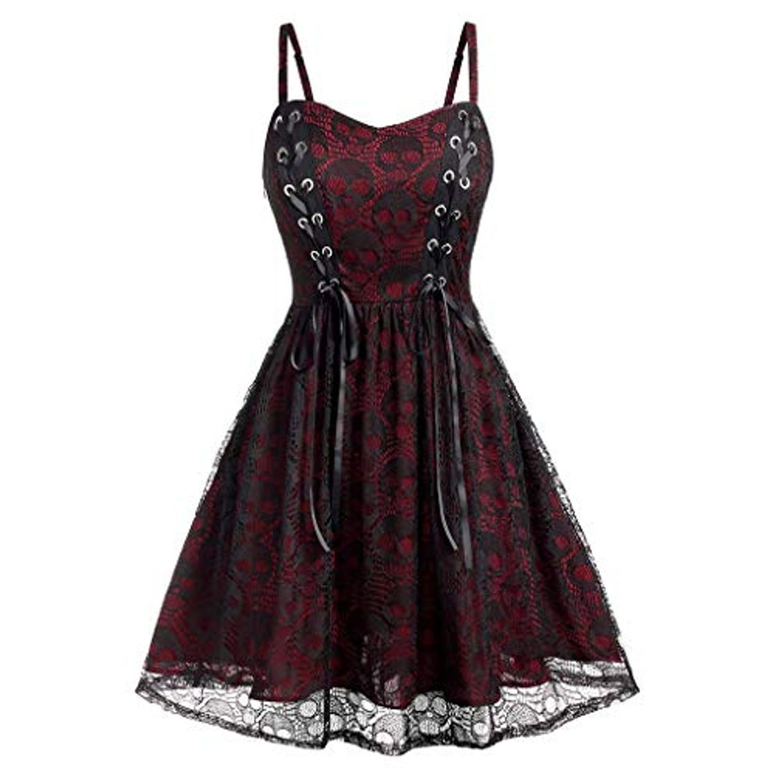Social Vestido Sin Manga Sexy Correa Sin Tirantes Retro Falda Patchwork Moda Transparente Malla Midi Dress Vestido Cruzado Vintage Gothic Dress Medieval para Navidad Carnaval Halloween