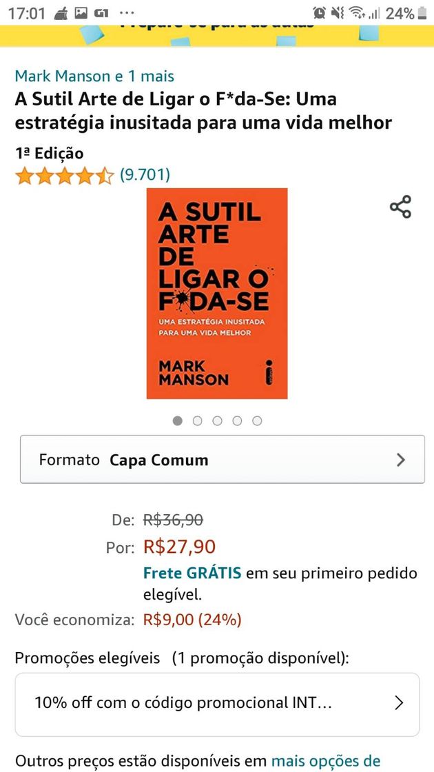 Book Livro" a sutil arte de ligar o foda se"