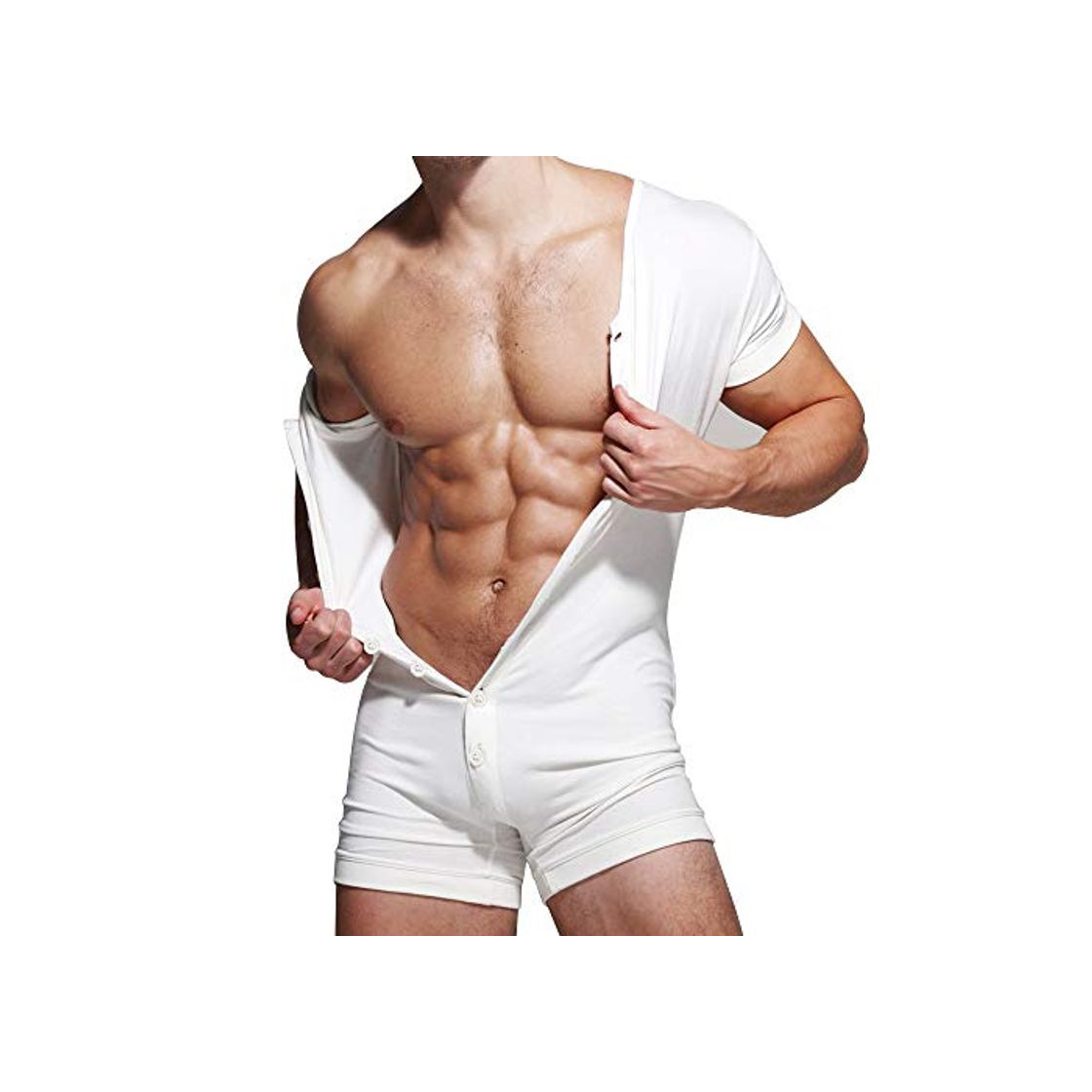 Social Hombres de Manga Corta Onesie Henley para Hombre Ramper de algodón elástico súper cómodo