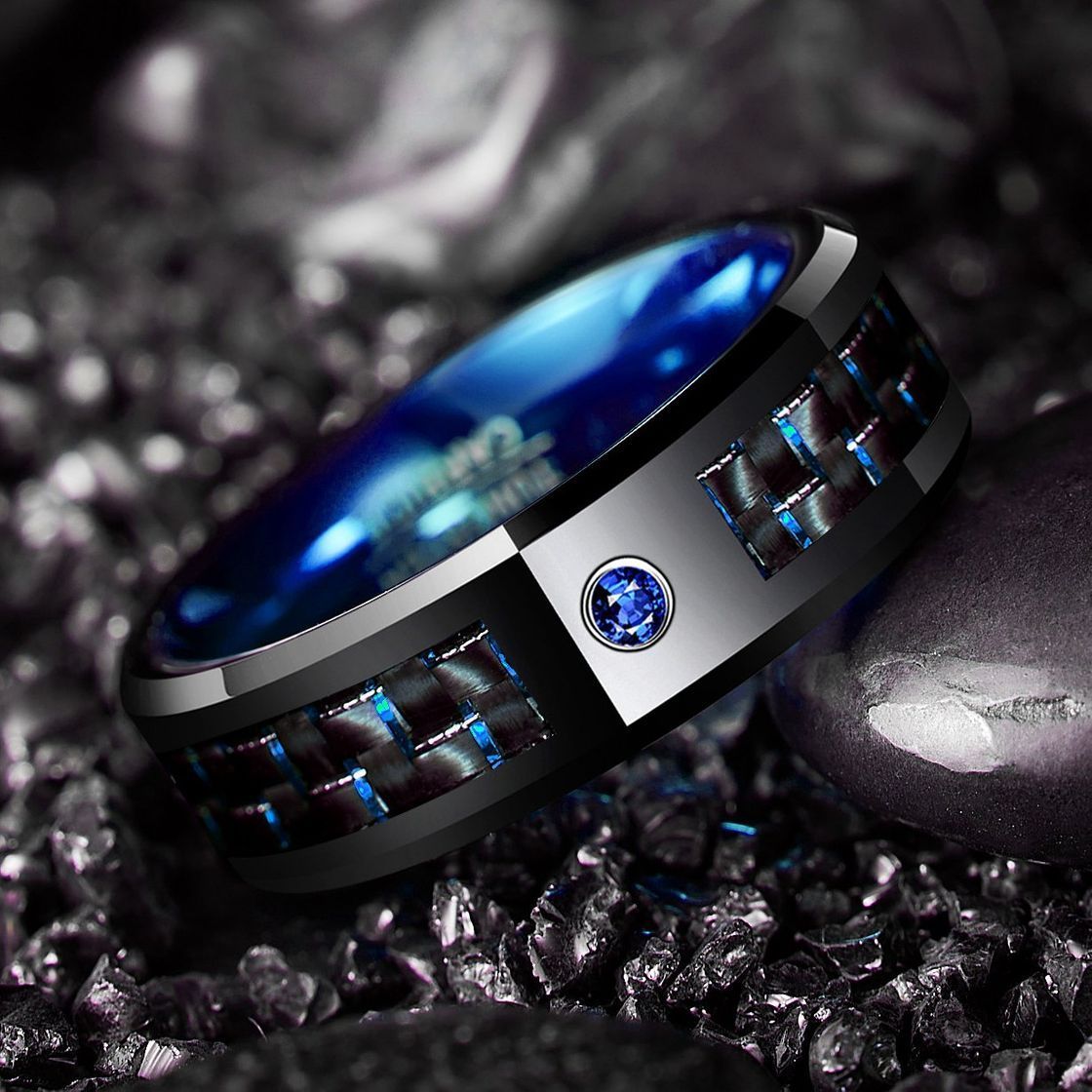 Social NUNCAD Anillo Hombre Mujere Unisexo Tungsteno Exterior Negro