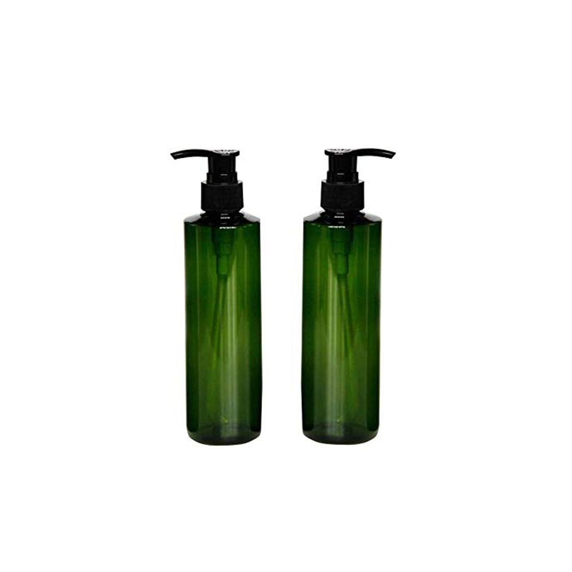 Moda 2 botellas de plástico de 250ml botellas de plástico con bomba negra de maquillaje vacío envases de artículos de tocador para champú acondicionador de pelo gel de ducha dispensadores de lociones Verde