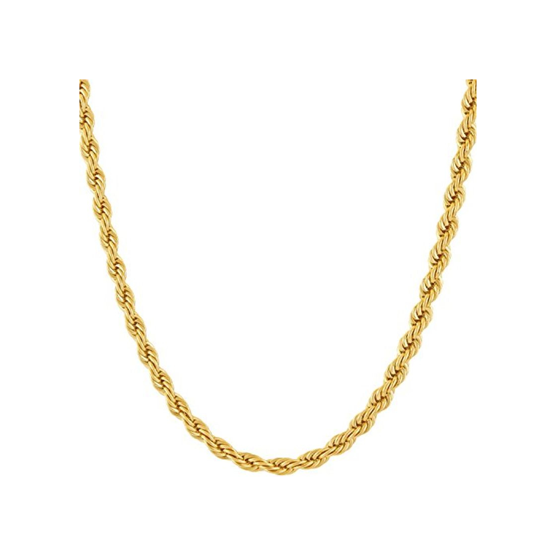 Social Lifetime Jewelry - Collar de cadena de cuerda de 4 mm chapado