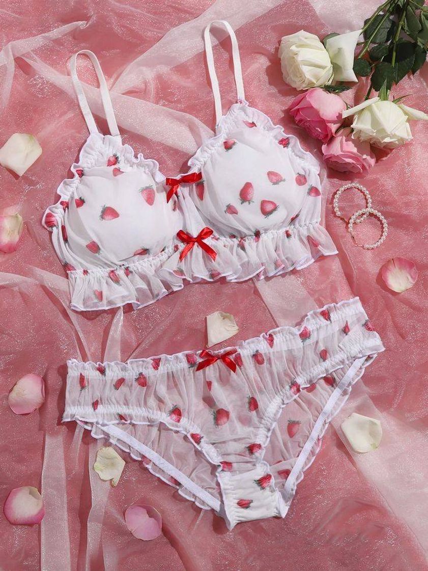 Fashion Print Mesh Lingerie 🍓