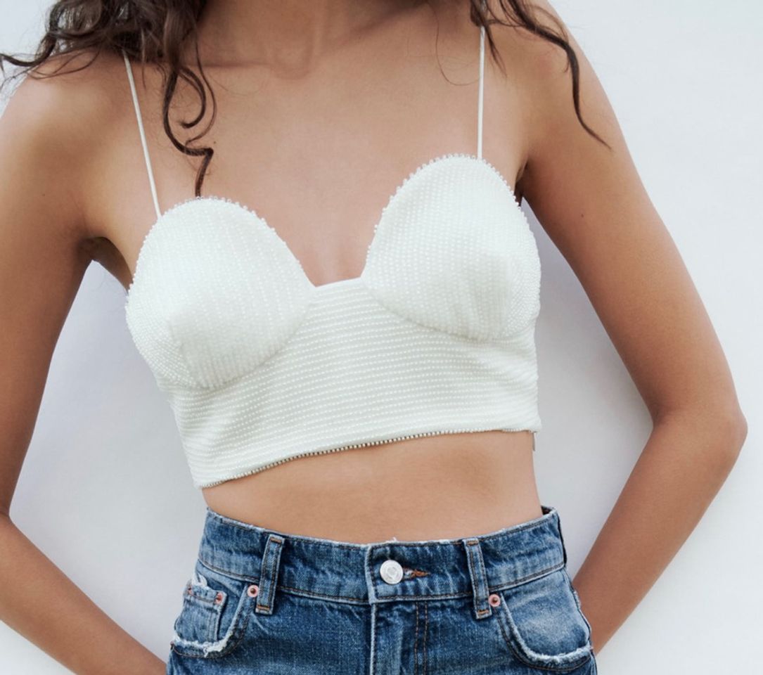 Social Top cropped com pérolas 