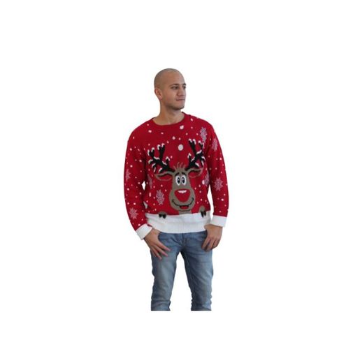 CelebLook Hombre Vintage Reno De Navidad Suéter Cuello Redondo suéter pulóver -