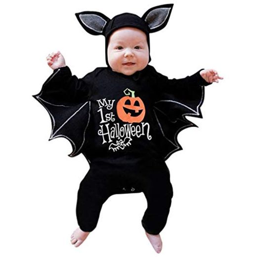 Fossen Kids Disfraz Halloween Niña Niño Bebe de Murciélago Manga Mameluco, Tops