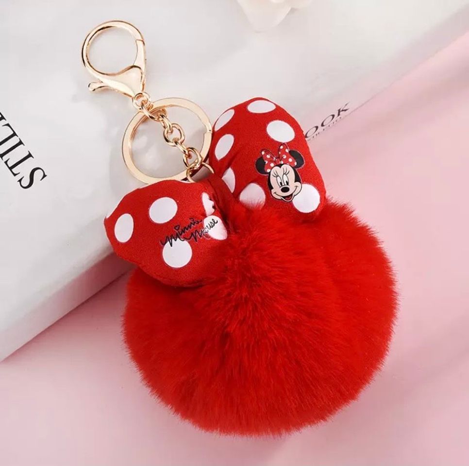 Moda minnie chaveiro dos desenhos animados bolinhas arco pom-pom 