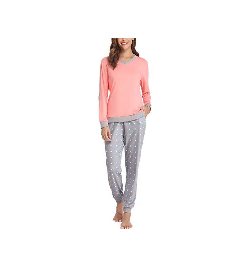 Moda Hawiton Pijama Mujer Verano Largo Algodon Otoño Invierno Pantalones Camisetas Mangas Largas