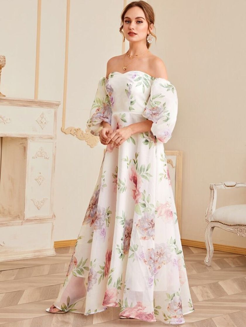 Moda Branco zíper floral glamour vestido