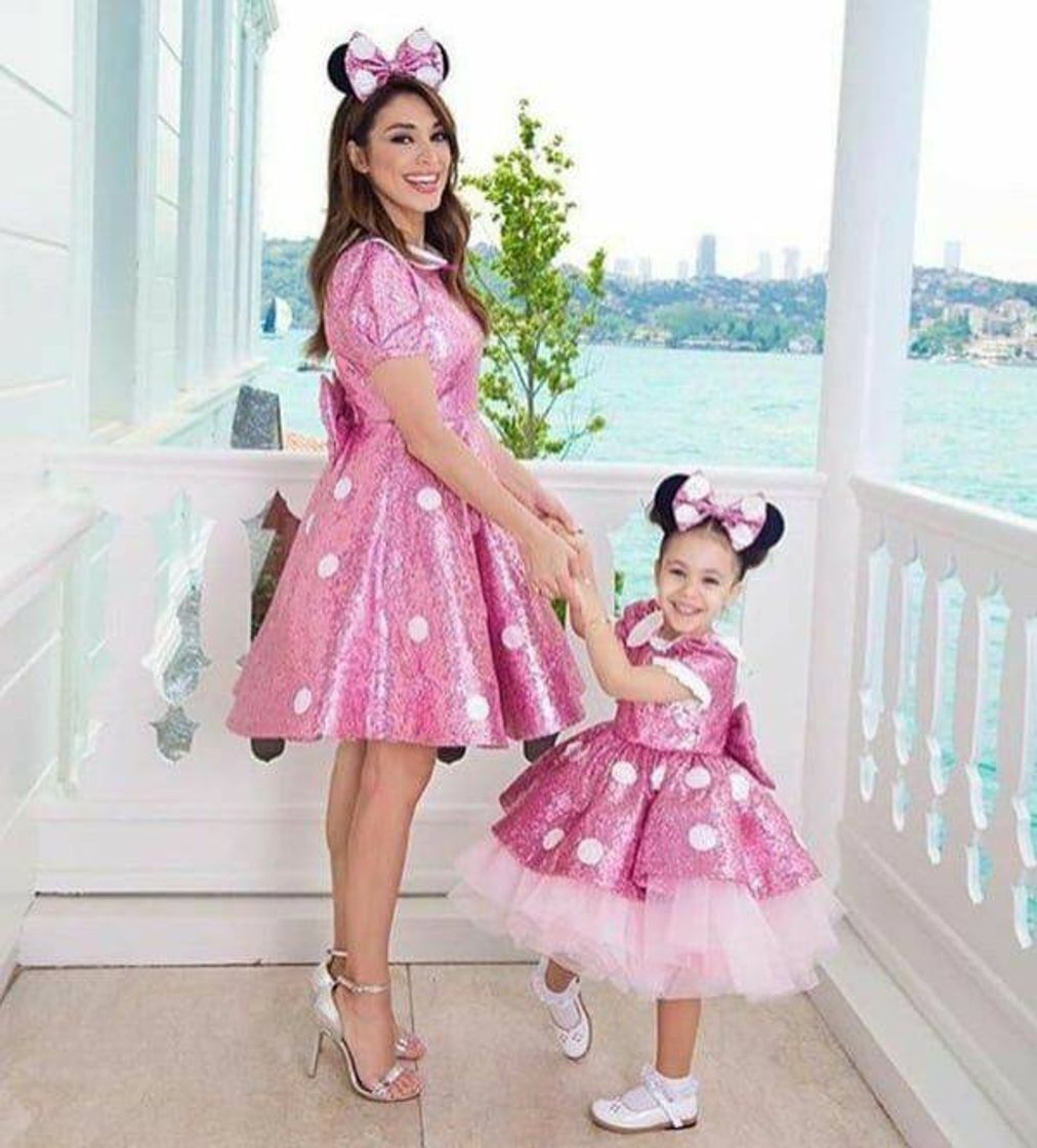 Fashion Tal mãe e filha minnie rosa