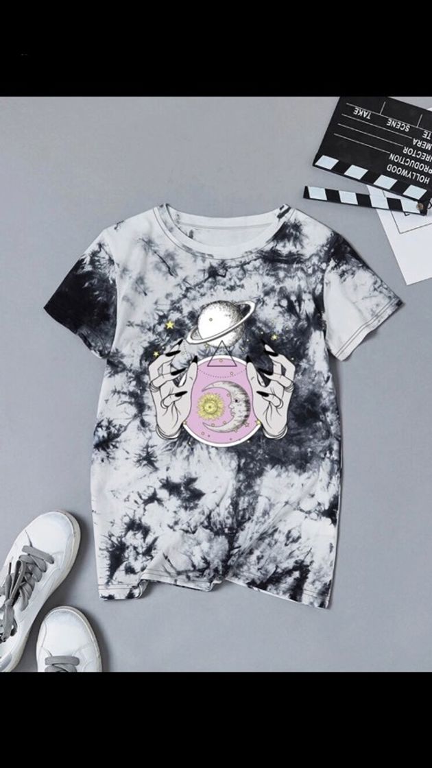 Moda SHEIN Tie Dye ocasional Camiseta 