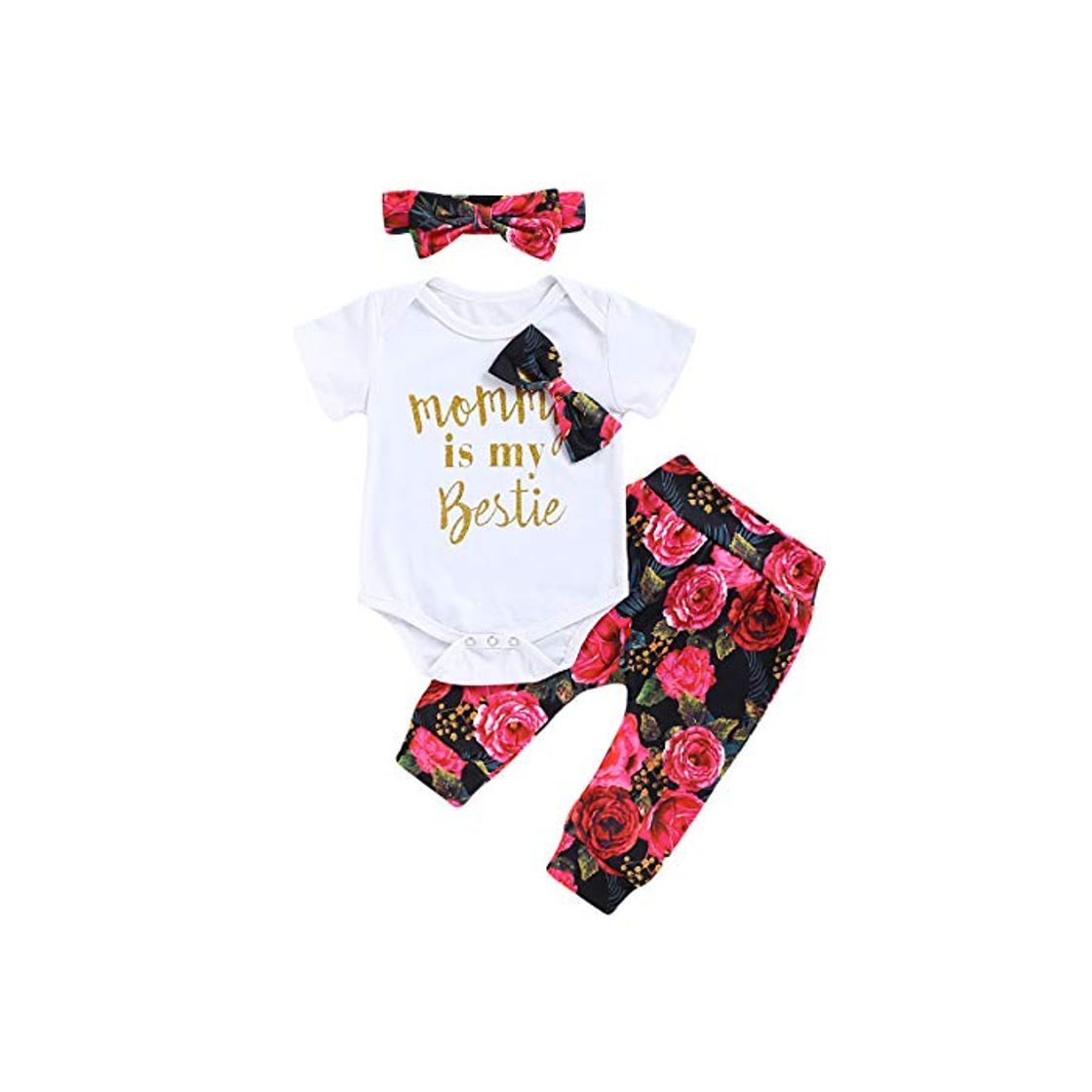 Product DaMohony 3 Piezas rops bebé niña algodón Trajes Bowknot Mameluco