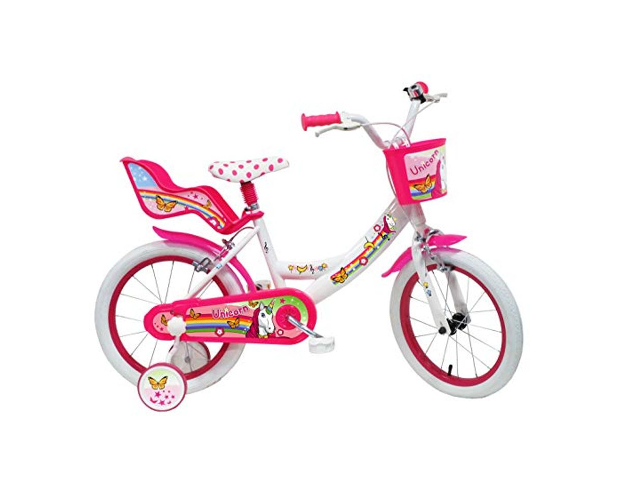 Fitness Denver Unicorn Bicicleta, Niños, Bianco-Rosa, 16"