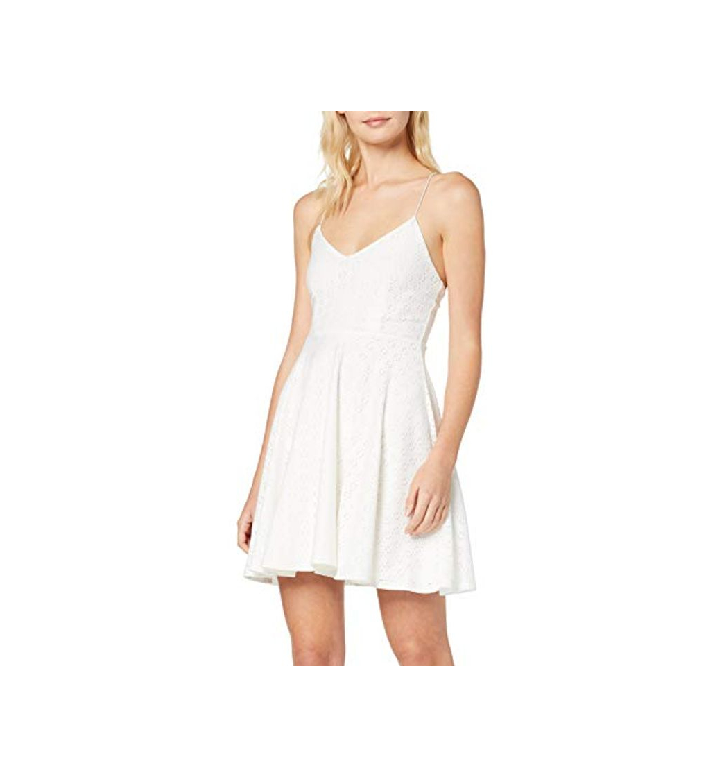 Moda New Look GO Broderie Strappy Skater Dre Vestido, Blanco