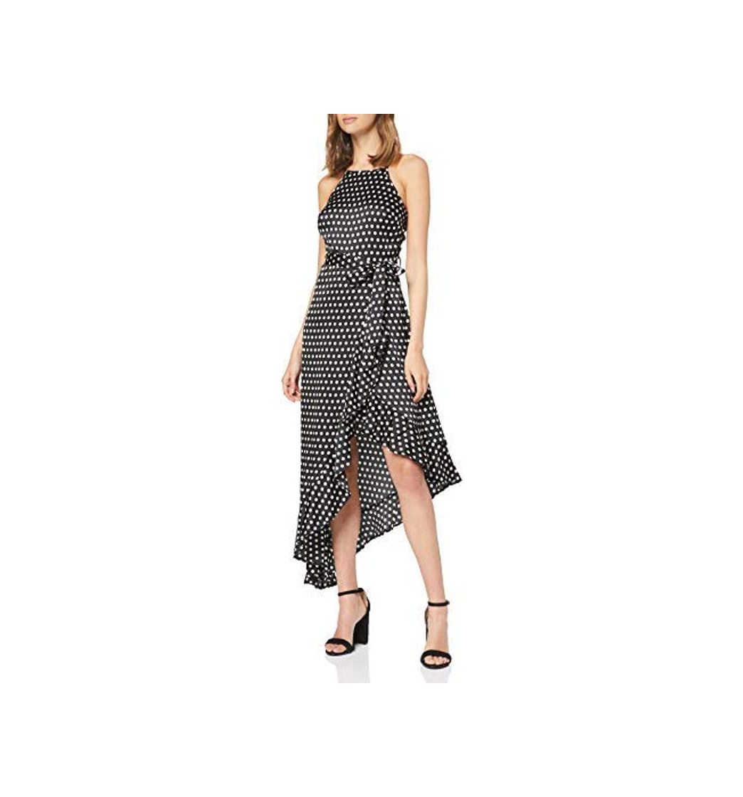 Moda New Look Ruffle Spot Vestido, Negro